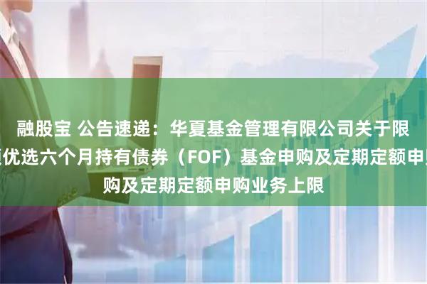 融股宝 公告速递：华夏基金管理有限公司关于限制华夏聚顺优选六个月持有债券（FOF）基金申购及定期定额申购业务上限
