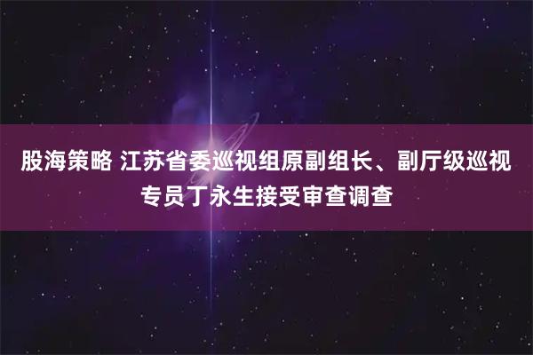 股海策略 江苏省委巡视组原副组长、副厅级巡视专员丁永生接受审查调查